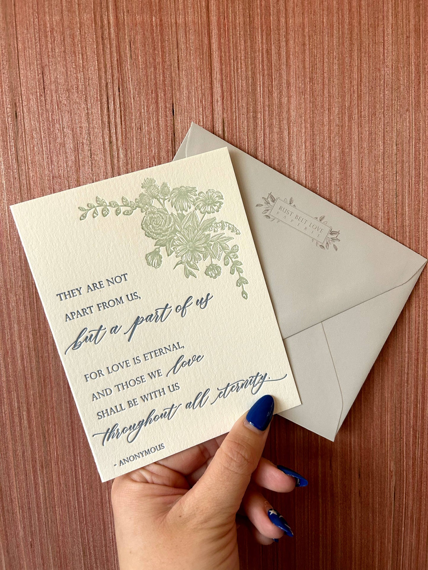 Sympathy Letterpress Card with Anonymous Literary Quote