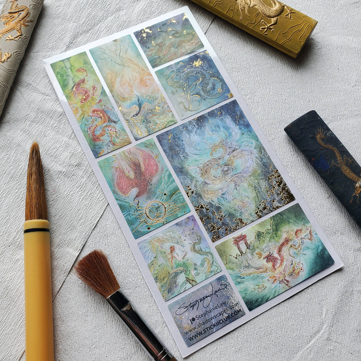 Mythical Water Dragons Sticker Sheet