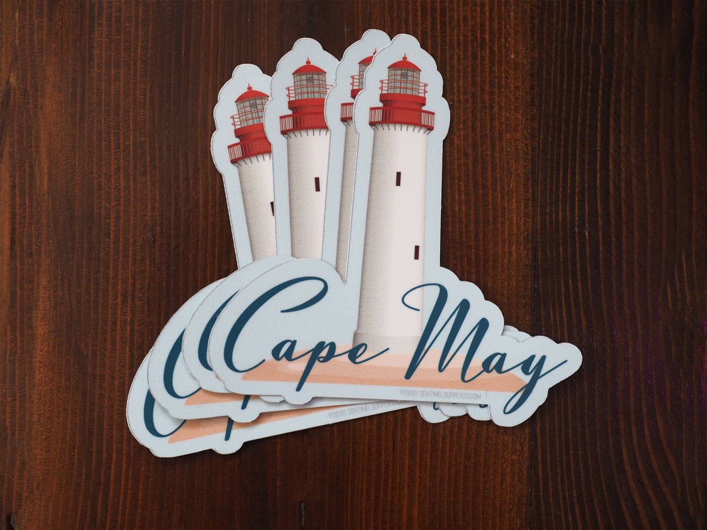Cape May NJ Sticker with Cape May Lighthouse