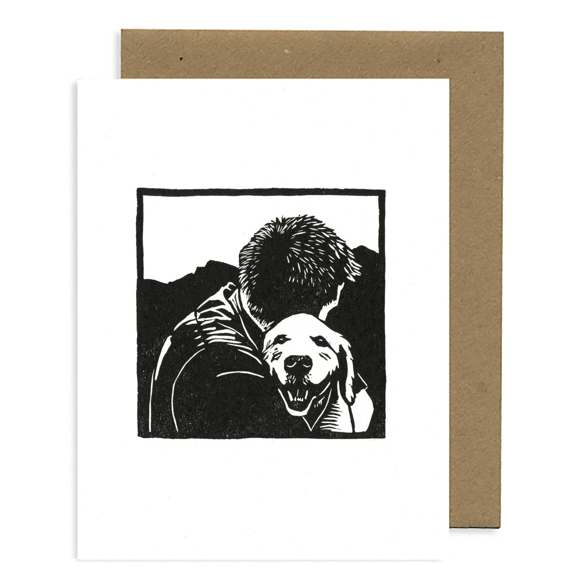 Person/Dog Hug LETTERPRESS CARD