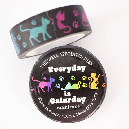 "Everyday is Caturday" Rainbow Cats Washi Tape