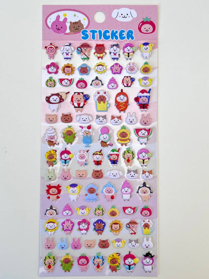 Tiny Animal Puffy Assorted Stickers