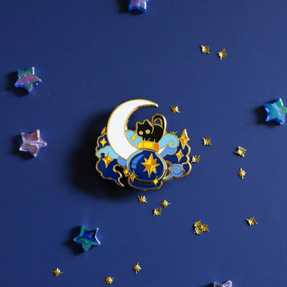 Enamel Pin - Deep Sky and a Black Cat