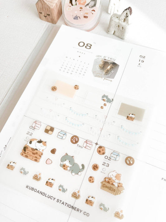 Kuboandlucy Stationery Co | Cookie Cat Clear Sticker Sheet