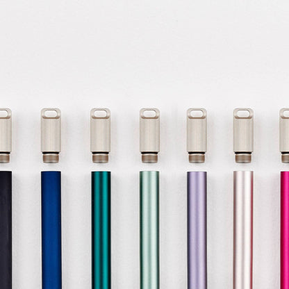 Set of colored keychain pen bodies with metal caps and keyring loops