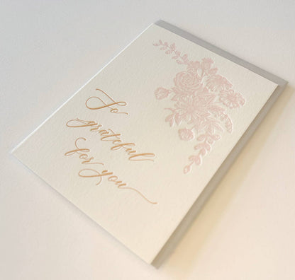 So Grateful For You Letterpress Greeting Card