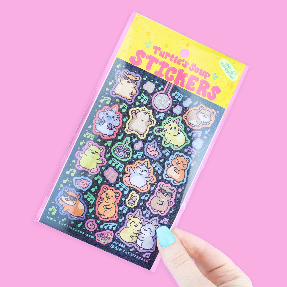 Handheld cute hamster sticker sheet with colorful assorted animal stickers