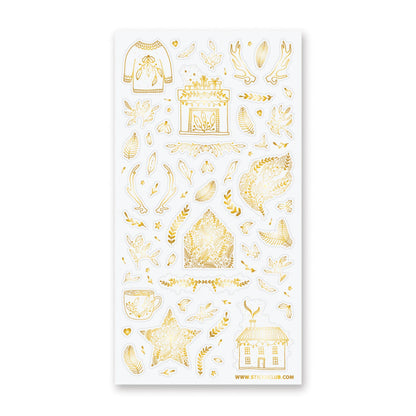 Golden Winter Decor Sticker Sheet