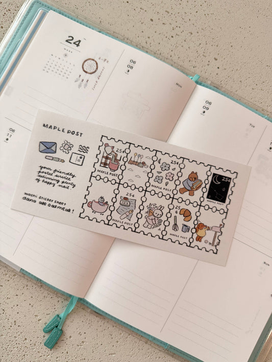 Maple post washi sticker sheet