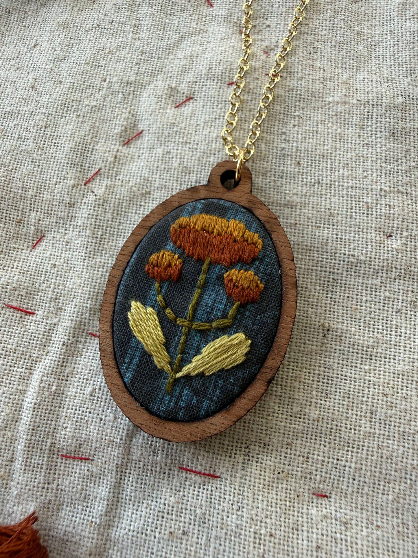 Folk Flowers Embroidery Necklace Kit