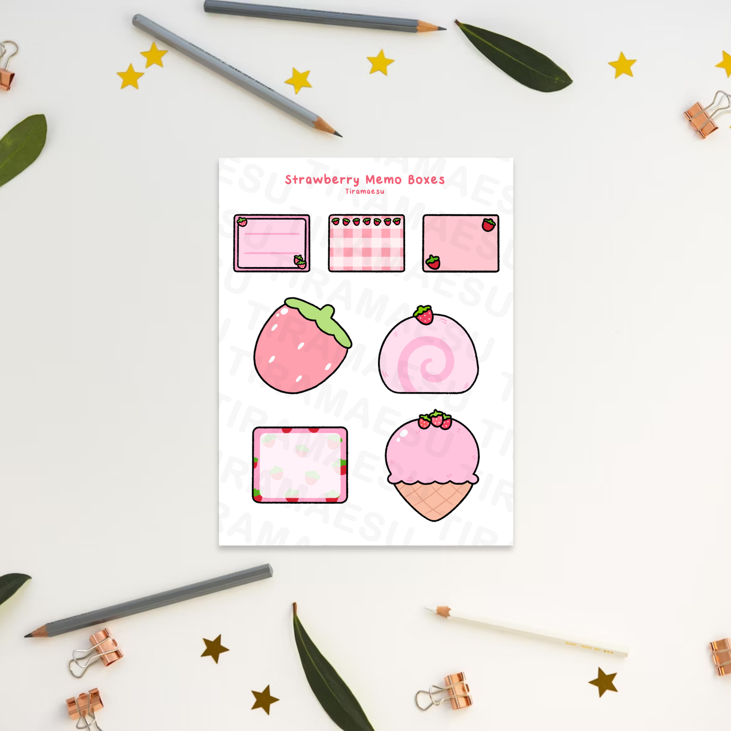 Strawberry Memo Box Stickers