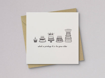 What a Privilege to Grow Older Birthday Card - Letterpress Printed