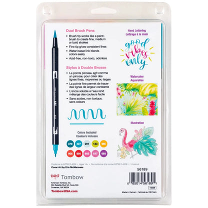 Dual Brush Pen Art Markers: Tropical - 10-Pack