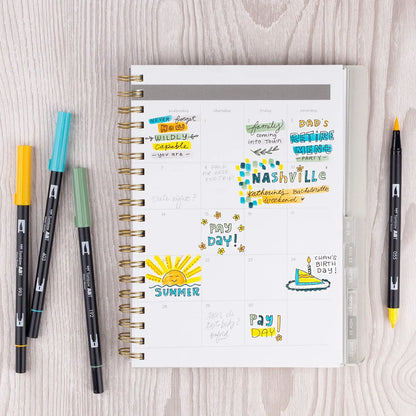 Dual Brush Pen 6-Pack Set (Lemon Squeezy)
